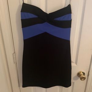 Strapless Black & Blue Dress